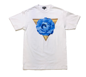 White Icy Blue Rose Crest Tee